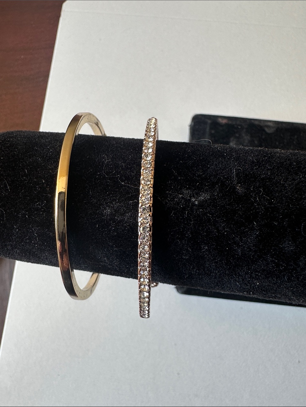 Guess by Marciano Gold Tone Polished and Crystal Pavé Bangle Set